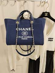 Chanel Small Deauville Tote Blue 32CM - 1