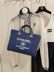 Chanel Small Deauville Tote Blue 32CM - 3