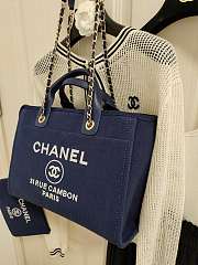 Chanel Small Deauville Tote Blue 32CM - 5