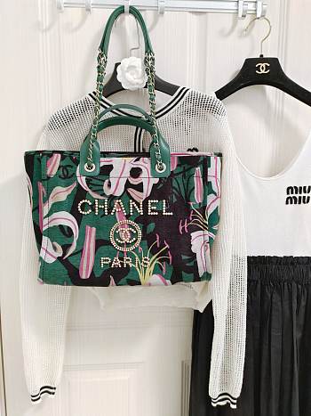 Chanel Printed Green & Multicolour 38CM