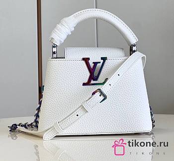 Louis Vuitton White Capucines With Colorful Logo - 21x14x8cm