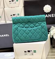 Chanel Dinner Bag Wool Jersey Dark Green - 24.5x18.5×4.5cm  - 2