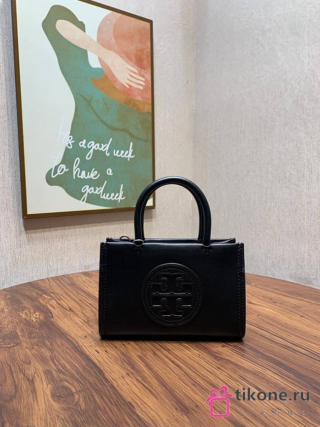 Tory Burch Ella Bio Black Mini Tote - 18.5x12.5x7cm - 1