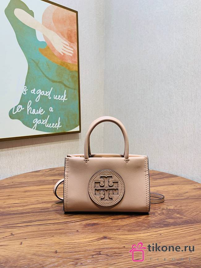 Tory Burch Ella Light Sand Mini Tote - 18.5x12.5x7cm  - 1