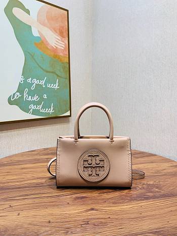 Tory Burch Ella Light Sand Mini Tote - 18.5x12.5x7cm 