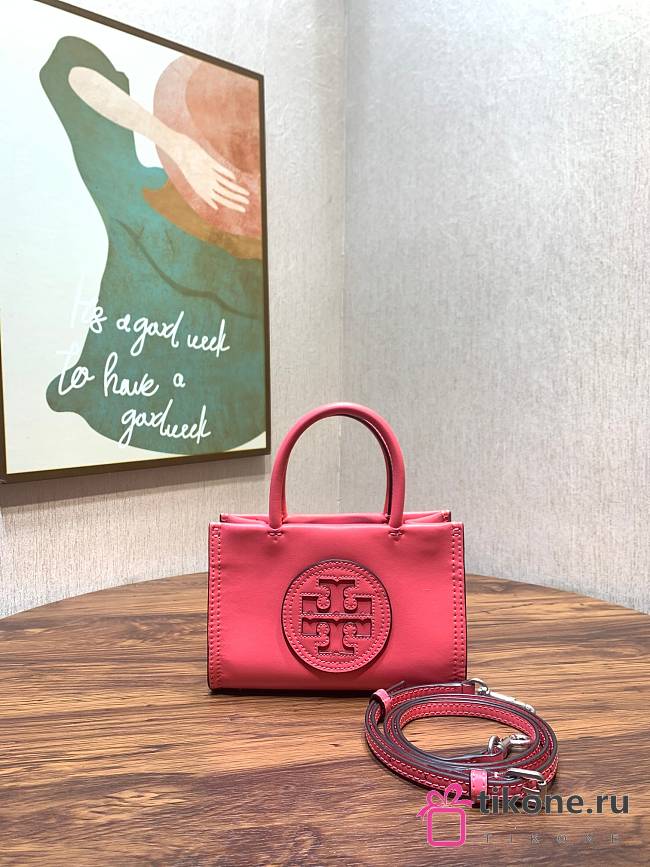 Tory Burch Ella Bio Pink Mini Tote - 18.5x12.5x7cm  - 1