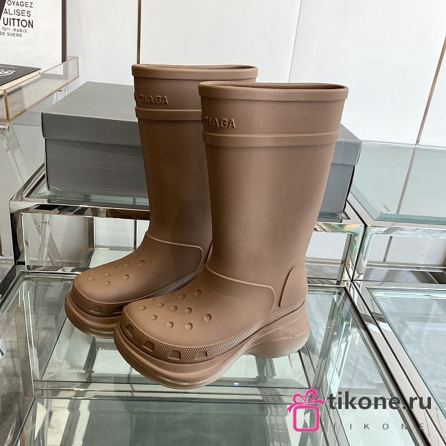 Balenciaga Crocs Brown Rain Boots - 1