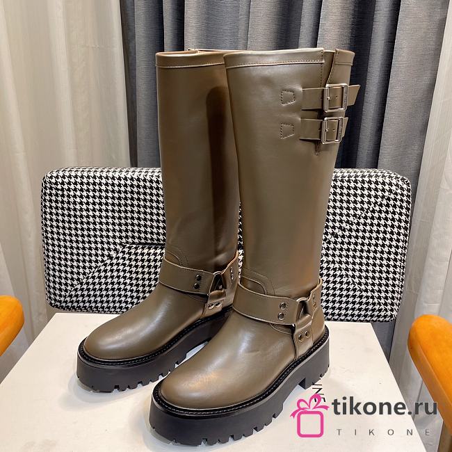 Celine Bulky Biker Brown High Boots - 1