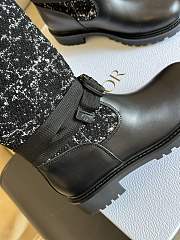 Dior Black Calfskin with Cannage Tweed Boots - 5