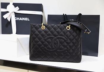 Chanel Grant Black Shopping Bag - 34x34x12cm