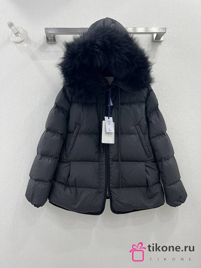 Moncler 2023 Black Short Jacket With Fur  - 1