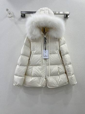 Moncler 2023 White Short Jacket With Fur
