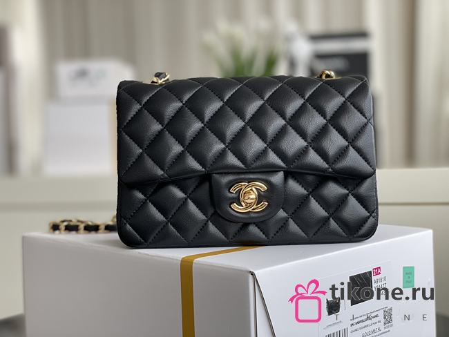 Chanel Classic Small Black Lambskin Gold Hardware 20cm - 1