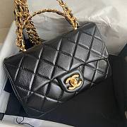 Chanel Classic Black Lambskin Top Handles Gold Hardware - 21x13x8cm - 2