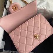 Chanel Classic Pink Lambskin Top Handles Gold Hardware - 21x13x8cm - 2