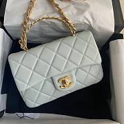 Chanel Classic Blue Lambskin Top Handles Gold Hardware - 21x13x8cm - 1