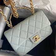 Chanel Classic Blue Lambskin Top Handles Gold Hardware - 21x13x8cm - 3