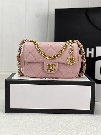 Chanel Small Flap Bag Lambskin & Gold-Tone Metal In Pink - 21x7x12cm