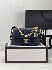 Chanel Small Flap Bag Lambskin & Gold-Tone Metal In Navy - 21x7x12cm - 1