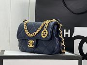 Chanel Small Flap Bag Lambskin & Gold-Tone Metal In Navy - 21x7x12cm - 3