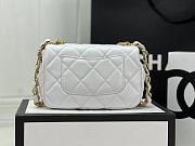 Chanel Small Flap Bag Lambskin & Gold-Tone Metal In White - 21x7x12cm - 3