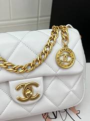 Chanel Small Flap Bag Lambskin & Gold-Tone Metal In White - 21x7x12cm - 2