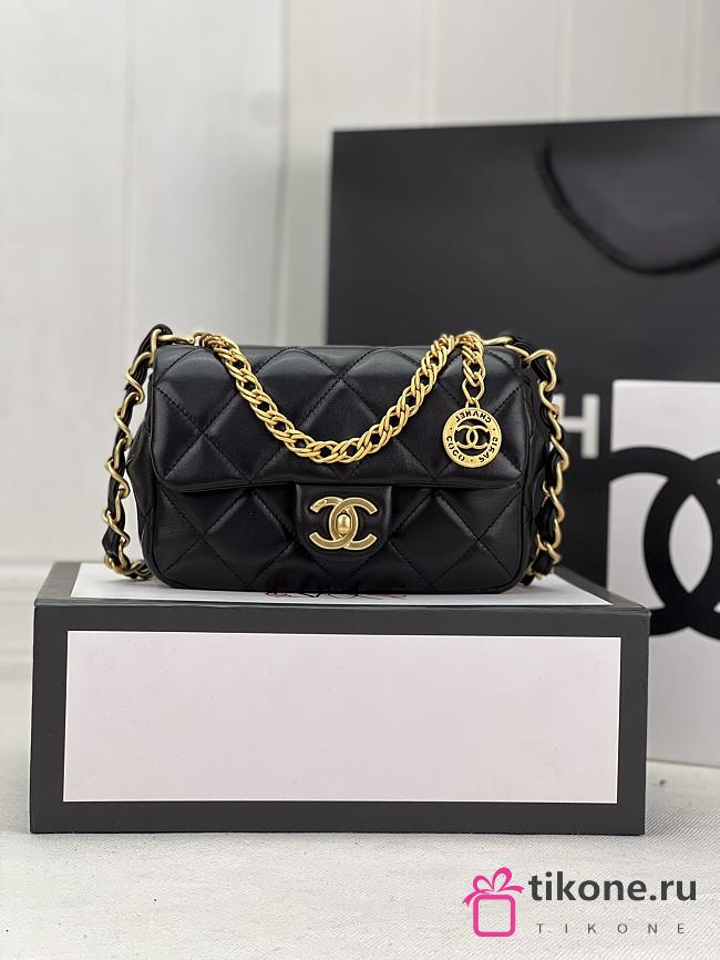 Chanel Small Flap Bag Lambskin & Gold-Tone Metal In Black - 21x7x12cm - 1