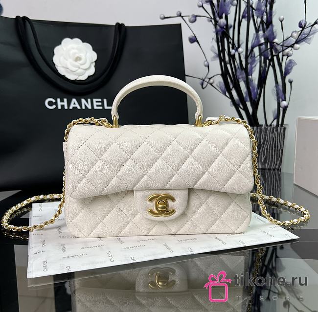 Chanel Classic White Caviar Top Handles - 20×14×7cm - 1