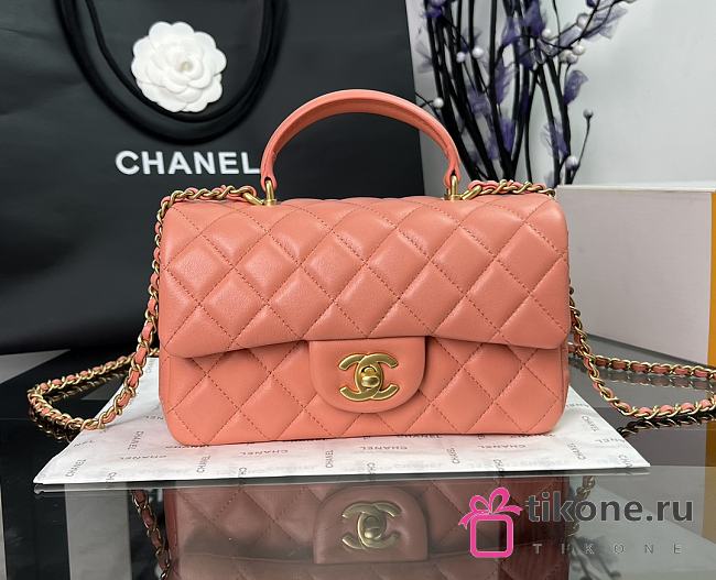 Chanel Classic Pink Lambskin Top Handles - 20×14×7cm - 1