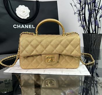 Chanel Classic Gold Caviar Top Handles - 20×14×7cm
