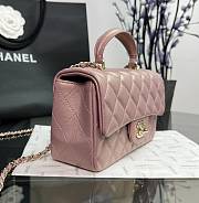 Chanel Classic Pearlescent Pink Lambskin Top Handles - 20×14×7cm - 4