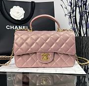 Chanel Pearlescent Pink Lambskin Gold Buckle Top Handles - 20×14×7cm - 1