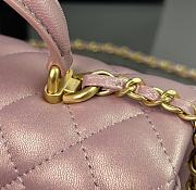 Chanel Pearlescent Pink Lambskin Gold Buckle Top Handles - 20×14×7cm - 3