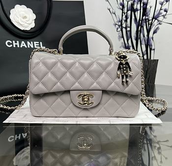 Chanel CF Grey Lambskin Top Handles - 20×14×7cm