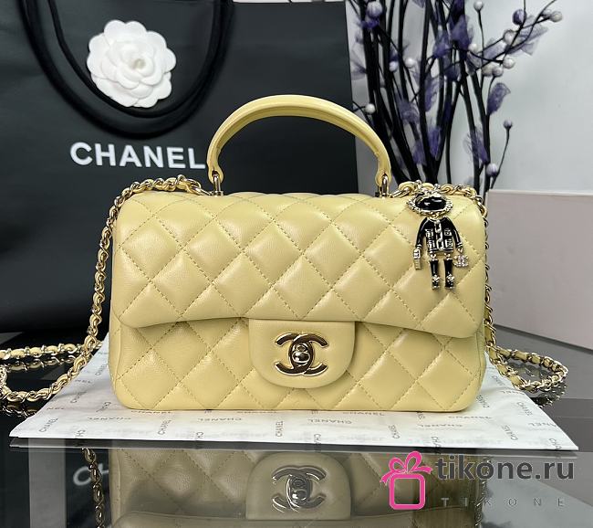 Chanel CF Yellow Lambskin Top Handles - 20×14×7cm - 1