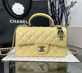 Chanel CF Yellow Lambskin Top Handles - 20×14×7cm