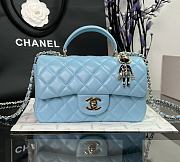 Chanel CF Blue Lambskin Top Handles - 20×14×7cm - 1