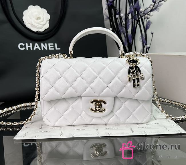 Chanel CF White Lambskin Top Handles - 20×14×7cm - 1