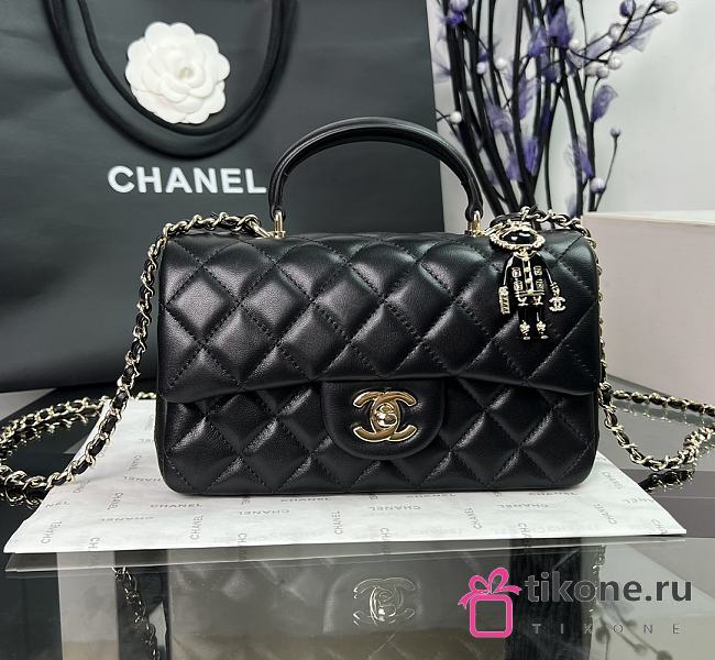 Chanel CF Black Lambskin Top Handles - 20×14×7cm - 1