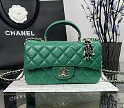 Chanel CF Green Lambskin Top Handles - 20×14×7cm - 1