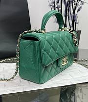 Chanel CF Green Lambskin Top Handles - 20×14×7cm - 3