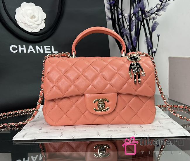 Chanel CF Pink Lambskin Top Handles - 20×14×7cm - 1