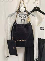 Chanel 23 Black Denim Camellia 39cm - 1