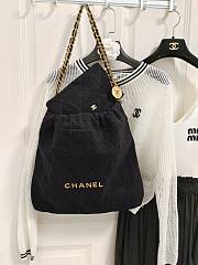 Chanel 23 Black Denim Camellia 39cm - 2