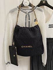 Chanel 23 Black Denim Camellia 39cm - 3