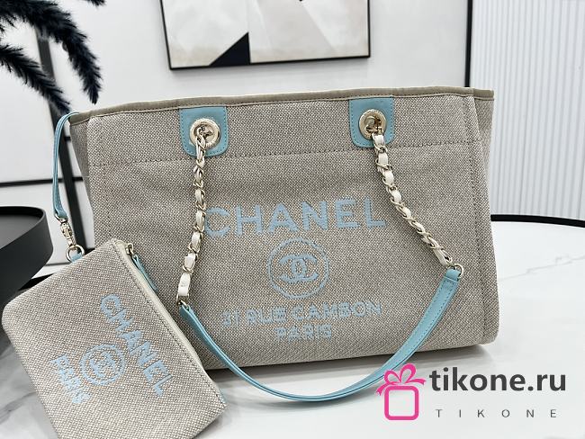 Chanel Deauville Tote Grey-Blue - 33x14.5x24cm - 1