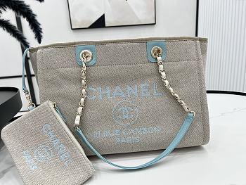 Chanel Deauville Tote Grey-Blue - 33x14.5x24cm