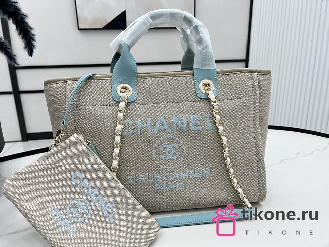 Chanel Small Deauville Tote Grey-Blue - 33x14.5x24cm - 1