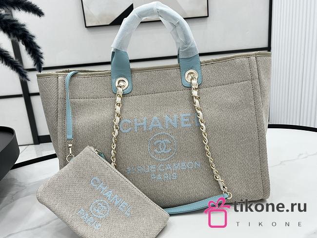 Chanel Deauville Tote Grey-Blue Top Handles - 33x14.5x24cm - 1