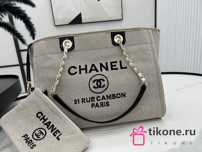 Chanel Small Deauville Tote Grey-Black - 33x14.5x24cm - 1